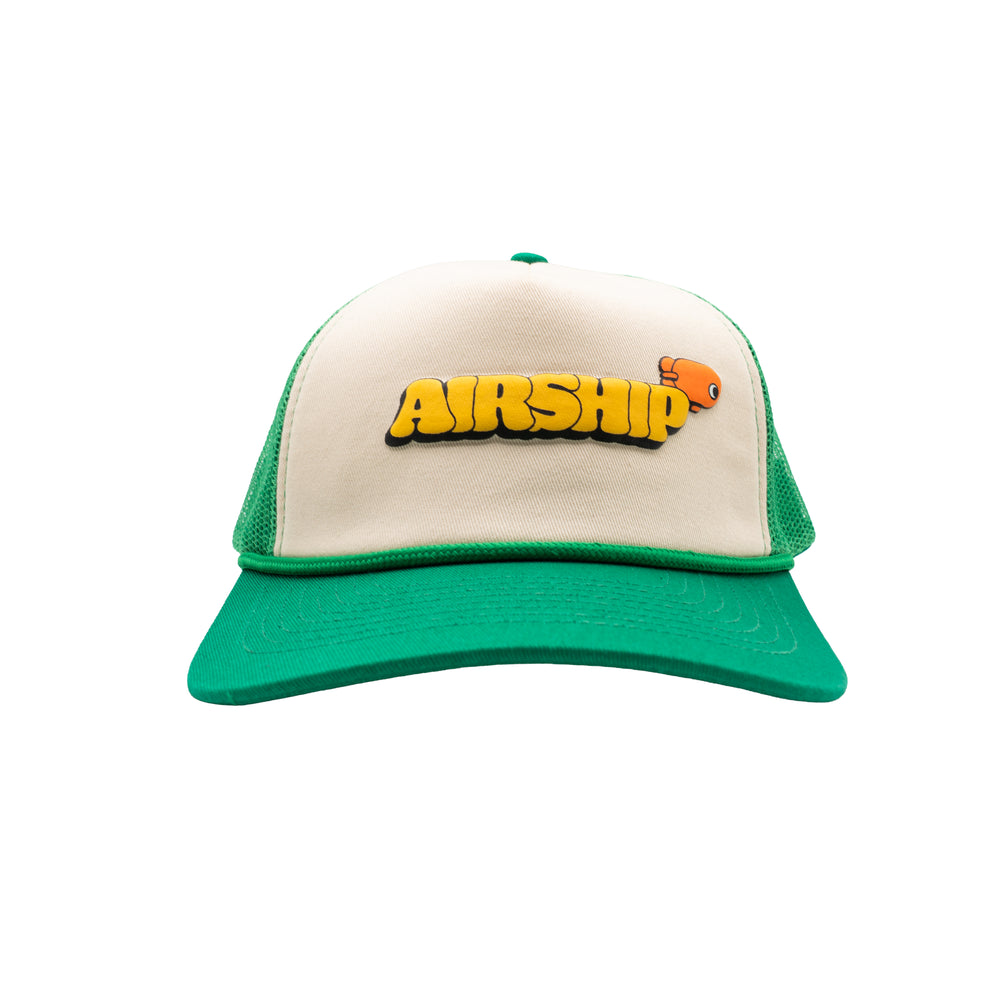 Airship Trucker Hat - Green White Puff